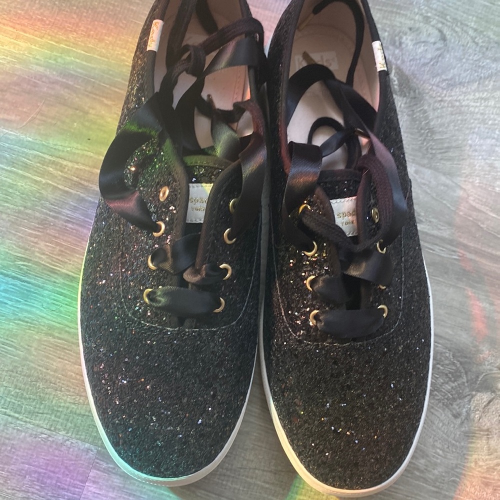 Brand new Kate Spade black sparkling Keds.